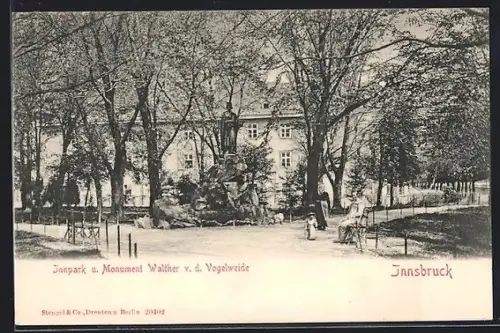 AK Innsbruck, Innpark mit Denkmal Walther von der Vogelweide