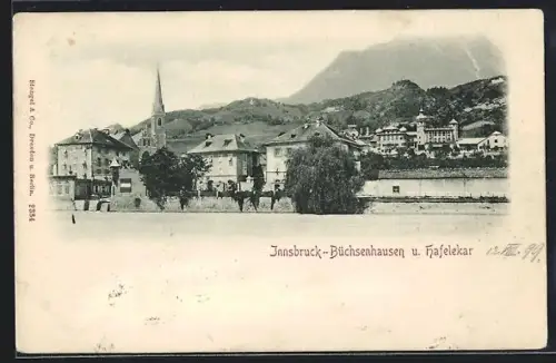 AK Innsbruck-Büchsenhausen, Ortsansicht m. Hafelekar