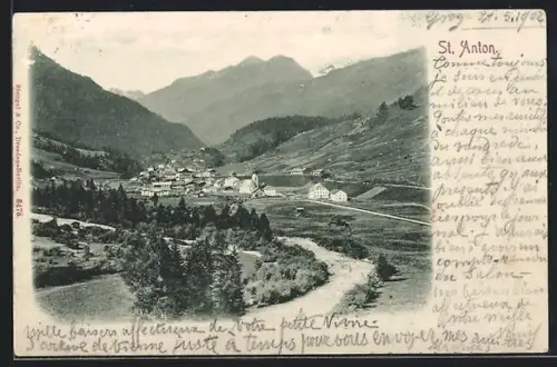 AK St. Anton, Blick in den Ort