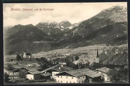 AK Mieders /Stubaital, Ortsansicht mit Kalkkögel