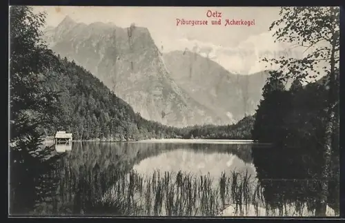 AK Oetz /Piburgersee, Blick zum Acherkogel