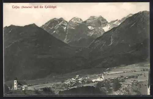 AK Telfes /Stubaital, Panorama mit Kalkkögel