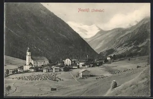 AK Neustift /Stubaital, Ortsansicht mit Kirche