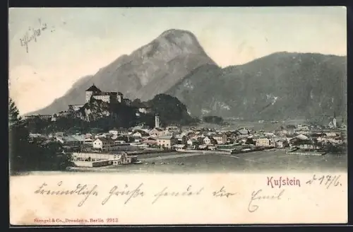 AK Kufstein, Ortsansicht mit Bergen