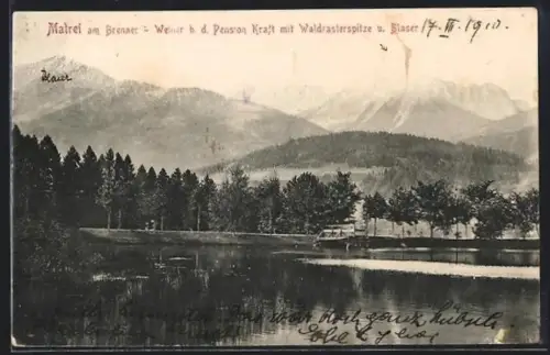 AK Matrei am Brenner, Weiher bei der Pension Kraft mit Waldrasterspitze