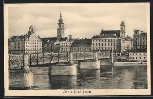 AK Linz a. D., Ortsansicht mit Brücke