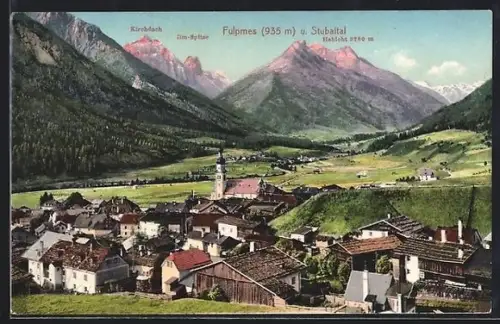 AK Fulpmes /Stubaital, Panorama mit Ilm-Spitze und Habicht