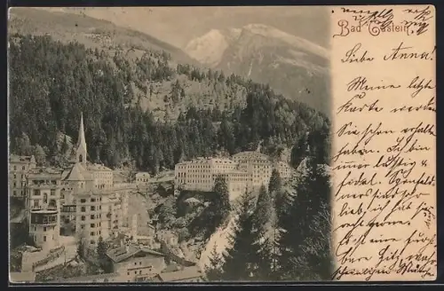 AK Bad Gastein, Ortsansicht am Wald