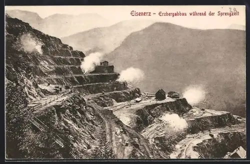 AK Eisenerz, Erzbergabbau während der Sprengzeit