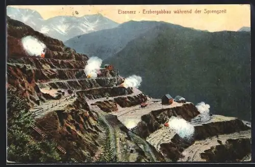 AK Eisenerz, Erzbergabbau während der Sprengzeit