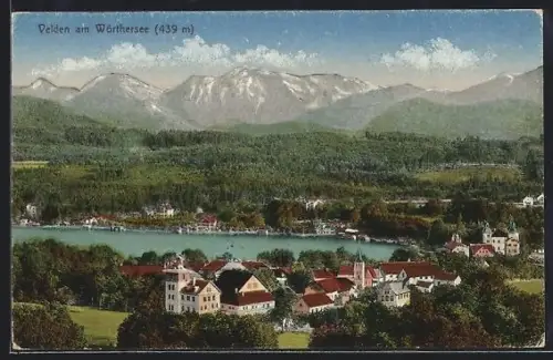 AK Velden am Wörthersee, Ortsansicht mit Bergpanorama