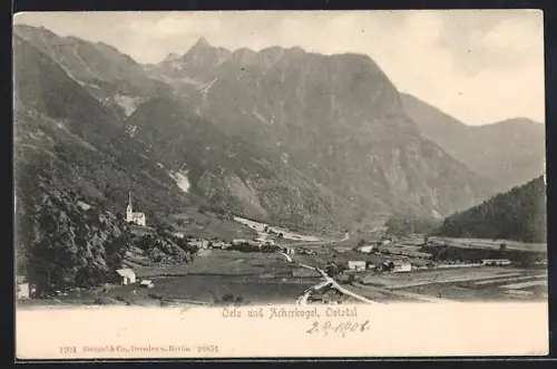 AK Oetz /Oetztal, Panorama mit Acherkogel