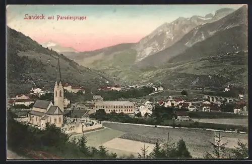 AK Landeck, Ortsansicht mit Parseiergruppe