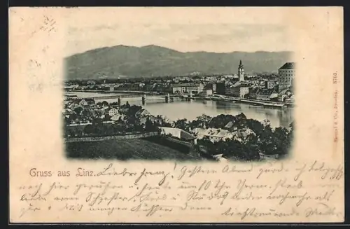 AK Linz, Flusspartie mit Brücke