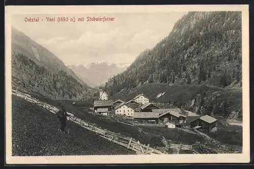 AK Vent /Ötztal, Ortsansicht mit Stubaierferner