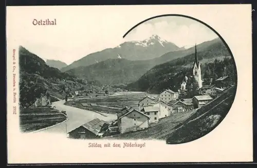 AK Sölden /Nöderkogel, Ortsansicht mit Kirche