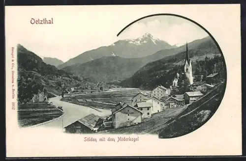 AK Sölden /Nöderkogel, Ortsansicht mit Kirche u. Nöderkogel