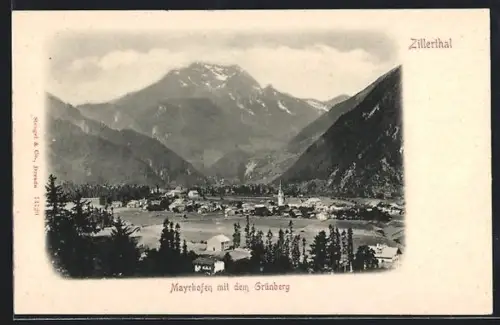 AK Mayrhofen, Panorama mit dem Grünberg