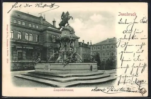 AK Innsbruck, Leopoldsbrunnen im Ort