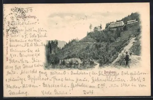 AK Vordernberg, Wanderer am Weg zum Berghaus