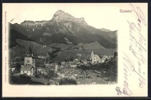 AK Eisenerz, Kirche mit Bergpanorama