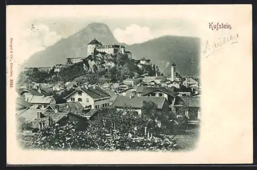 AK Kufstein, Ortsansicht mit Kirche