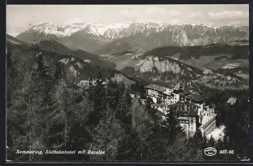 AK Semmering, Südbahnhotel mit Raxalpe
