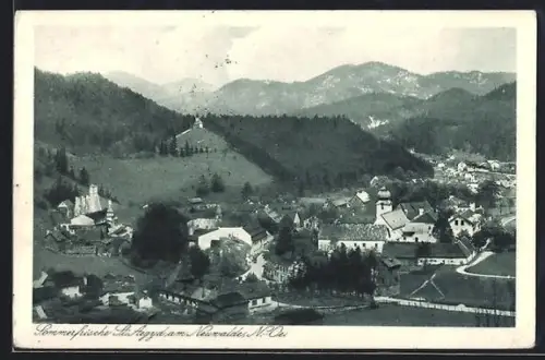 AK St. Aegyd am Neuwalde, Ortspanorama mit Bergen
