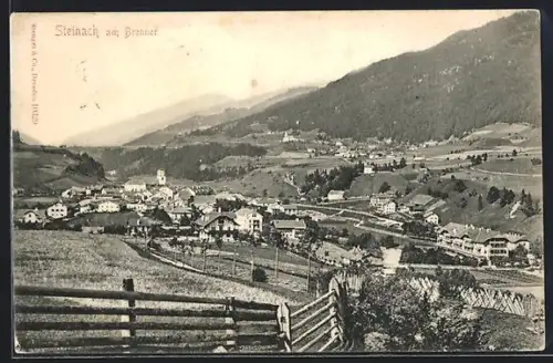 AK Steinach am Brenner, Panorama mit Kirche und Feldern