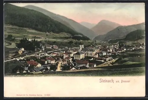 AK Steinach am Brenner, Ortsansicht mit Bergpanorama