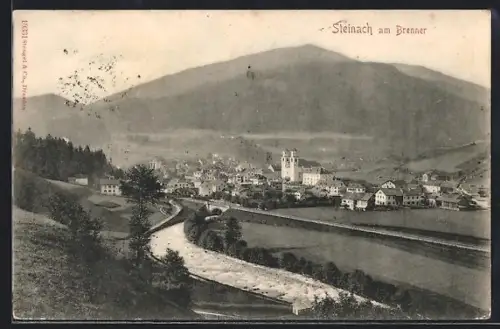 AK Steinach am Brenner, Panorama mit Kirche