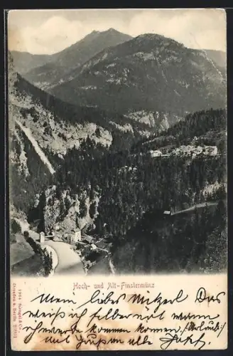 AK Alt-Finstermünz, Talansicht mit Bergen