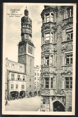 AK Innsbruck, Stadtturm mit katholischem Casino