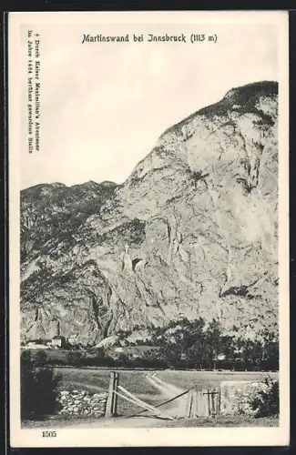 AK Innsbruck, Martinswand mit Häusern im Vordergrund