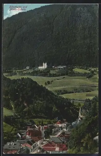 AK Schottwien, Panorama mit Ort und Maria-Schutz