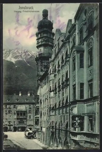 AK Innsbruck, Herzog-Friedrichstrasse mit Stadtturm