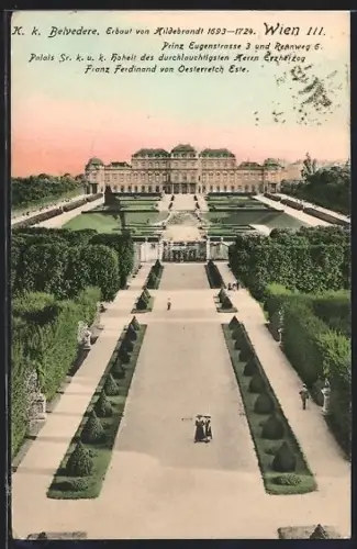 AK Wien, Schloss Belvedere, Park mit Gartenallee
