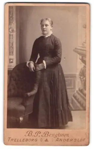 Fotografie B. P. Bengtsson, Trelleborg, Porträt einer Dame