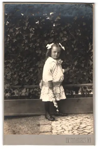 Fotografie Max Seifert, Freiberg i.S., Poststrasse 11, Kleines Mädchen vor Efeu