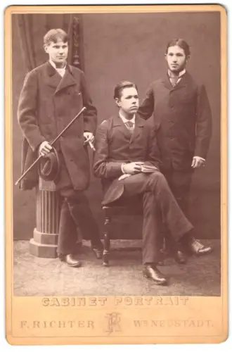Fotografie F. Richter, Wiener Neustadt, Baumkirchnerring 11, Drei Herren in Anzügen
