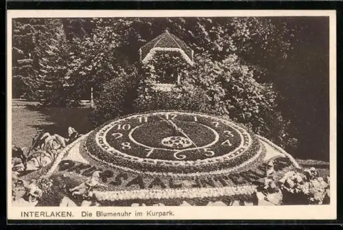 AK Interlaken, Die Blumenuhr im Kurpark