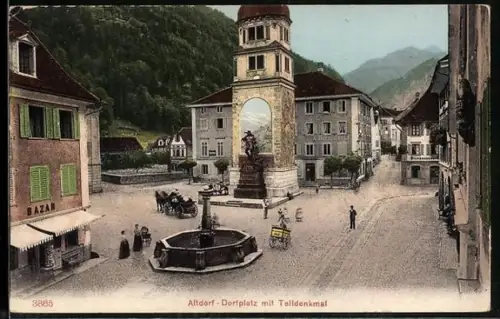 AK Altdorf, Marktplatz mit Telldenkmal