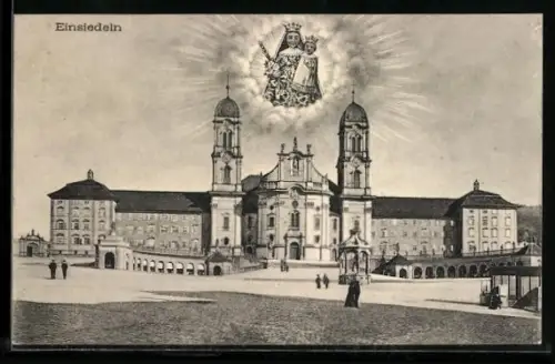 AK Einsiedeln, Mariabildnis mit Kloster