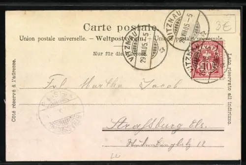 AK Vitznau, Ortsansicht mit Rigibahn