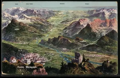 AK Ragaz, Pension Wartenstein, Blick ins Tal