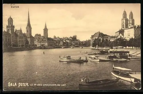 AK Zürich, Flusspartie mit Booten