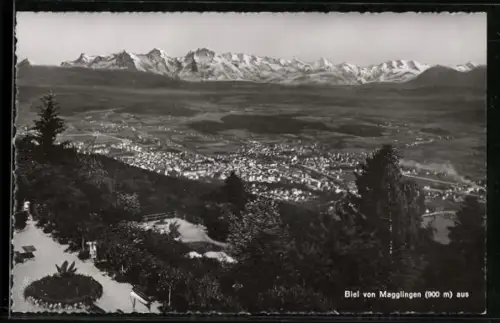 AK Biel, Blick von Magglingen auf den Ort
