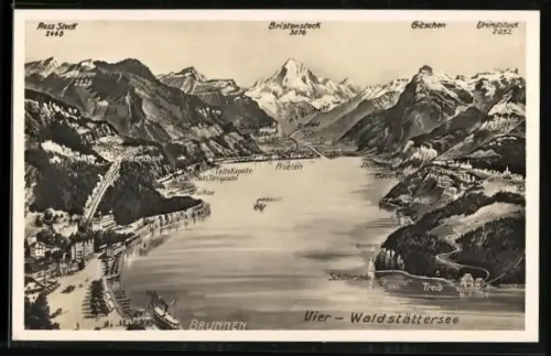 AK Brunnen, Vier-Waldstättersee, Morschach-Bahn, Schillerstein, Rütli, Altdorf