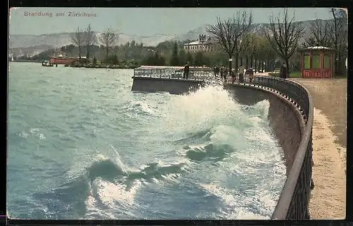 AK Zürich, Brandung am Zürichsee