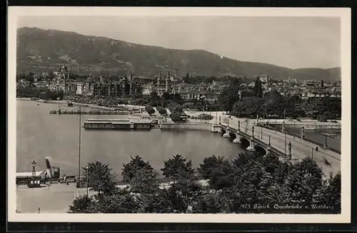 AK Zürich, Quaibrücke und Uetliberg